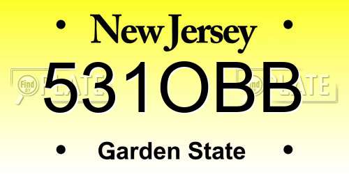 531OBB New Jersey License Plate