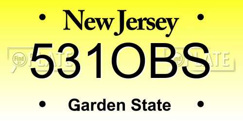 531OBS New Jersey License Plate
