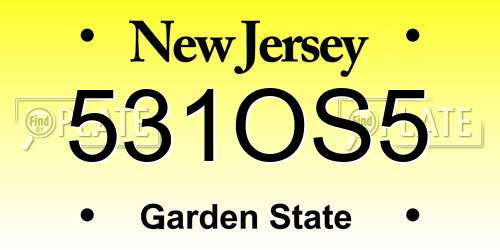 531OS5 New Jersey License Plate