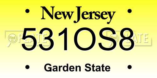 531OS8 New Jersey License Plate
