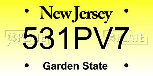 531PV7 New Jersey License Plate