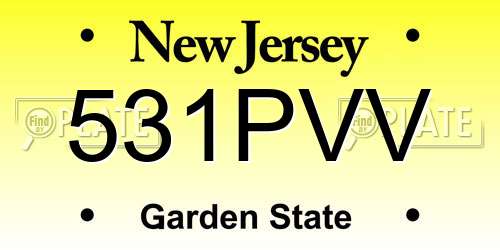 531PVV New Jersey License Plate