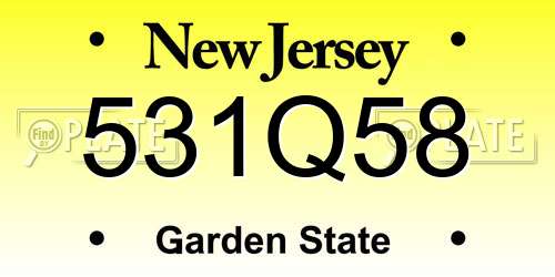 531Q58 New Jersey License Plate