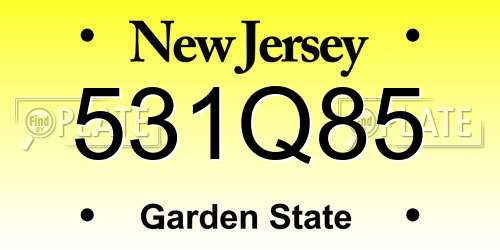 531Q85 New Jersey License Plate