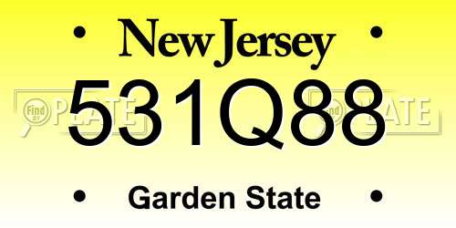 531Q88 New Jersey License Plate