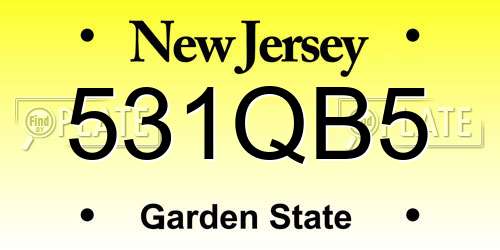 531QB5 New Jersey License Plate
