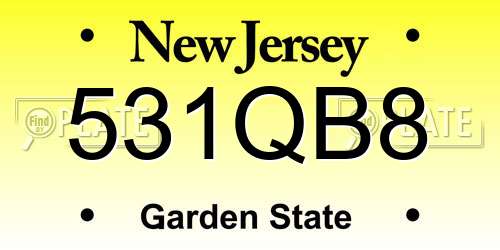 531QB8 New Jersey License Plate