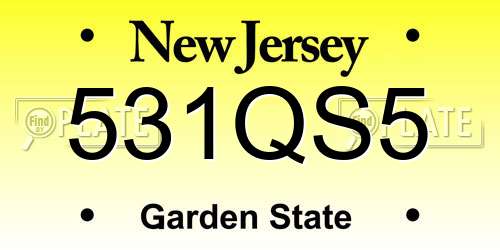 531QS5 New Jersey License Plate