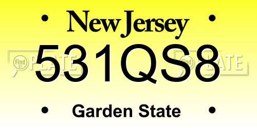 531QS8 New Jersey License Plate