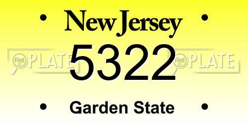 5322 New Jersey License Plate