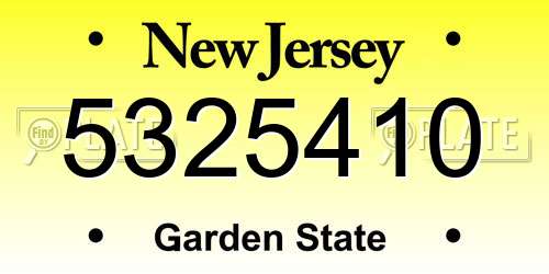 5325410 New Jersey License Plate