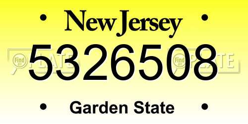 5326508 New Jersey License Plate