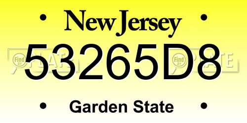 53265D8 New Jersey License Plate