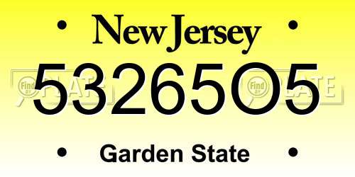 53265O5 New Jersey License Plate