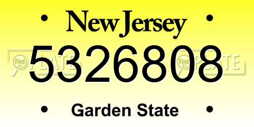 5326808 New Jersey License Plate