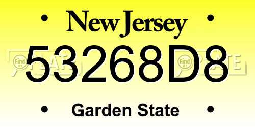 53268D8 New Jersey License Plate