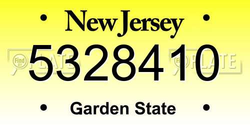 5328410 New Jersey License Plate