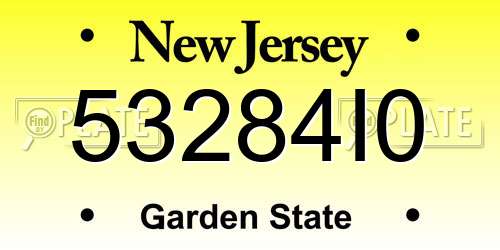 53284I0 New Jersey License Plate