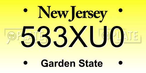 533XU0 New Jersey License Plate