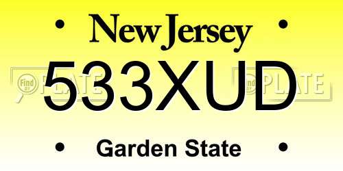 533XUD New Jersey License Plate