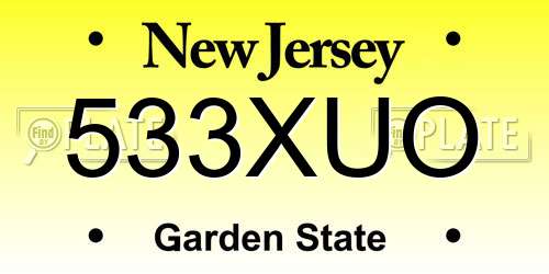533XUO New Jersey License Plate