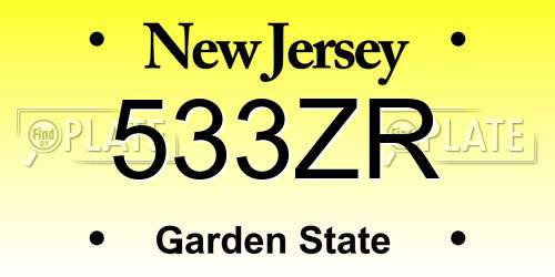 533ZR New Jersey License Plate
