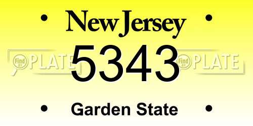 5343 New Jersey License Plate