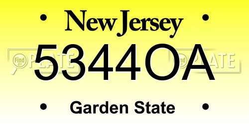 5344OA New Jersey License Plate