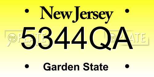 5344QA New Jersey License Plate