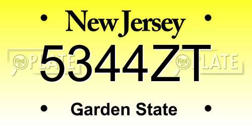 5344ZT New Jersey License Plate