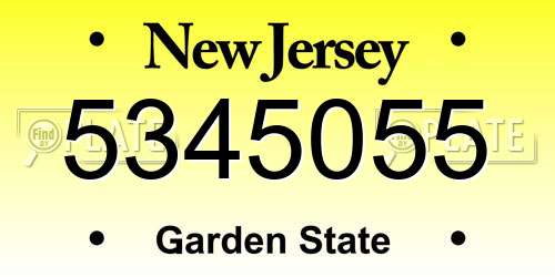 5345055 New Jersey License Plate