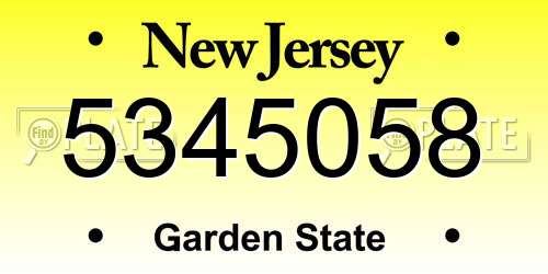 5345058 New Jersey License Plate