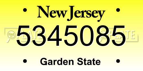 5345085 New Jersey License Plate