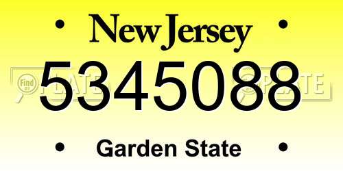5345088 New Jersey License Plate