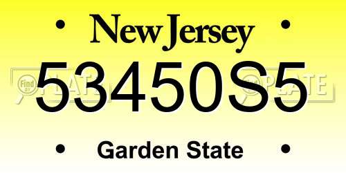 53450S5 New Jersey License Plate