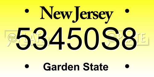 53450S8 New Jersey License Plate