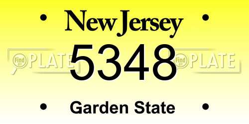 5348 New Jersey License Plate