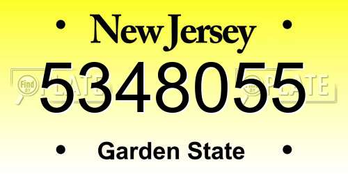 5348055 New Jersey License Plate