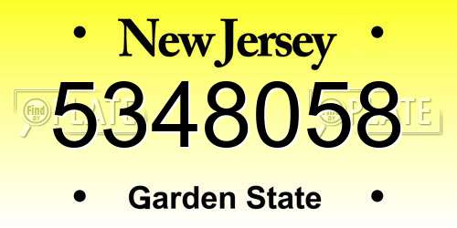 5348058 New Jersey License Plate