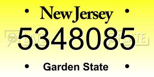 5348085 New Jersey License Plate