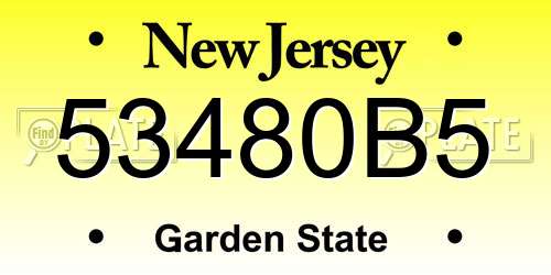 53480B5 New Jersey License Plate