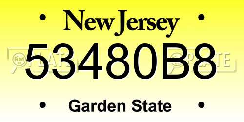 53480B8 New Jersey License Plate