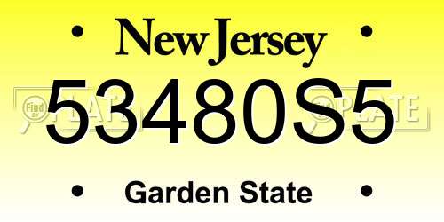 53480S5 New Jersey License Plate