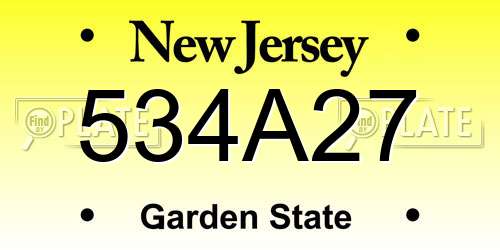 534A27 New Jersey License Plate