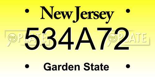 534A72 New Jersey License Plate
