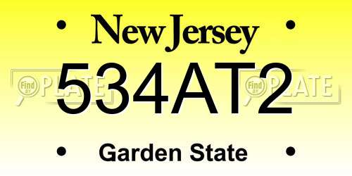 534AT2 New Jersey License Plate