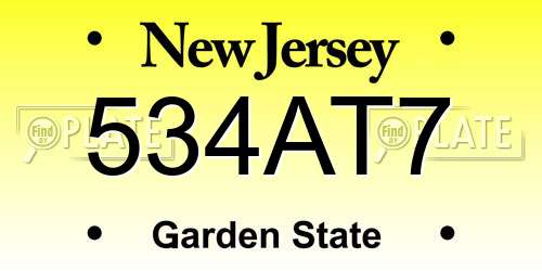 534AT7 New Jersey License Plate