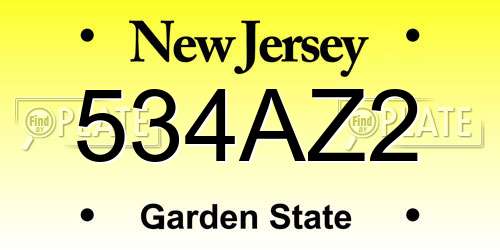 534AZ2 New Jersey License Plate