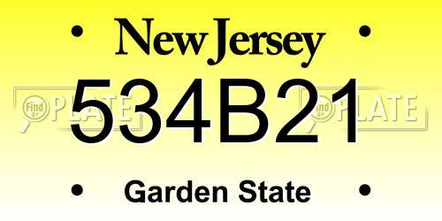 534B21 New Jersey License Plate