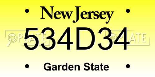 534D34 New Jersey License Plate
